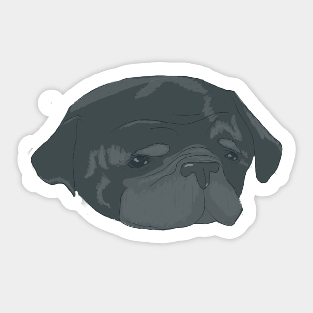 Edgar - Pewdiepie Dog - Senior Pug Artwork Sticker by sheehanstudios